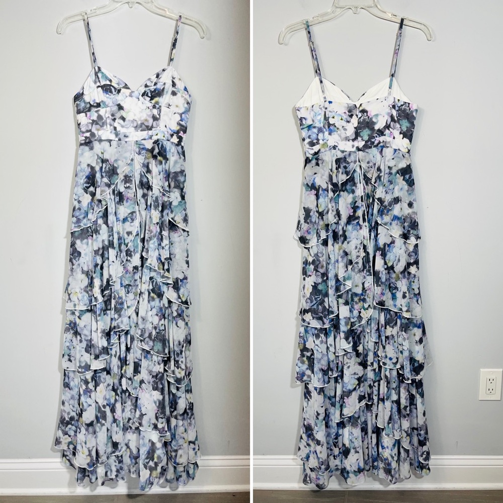 Fame and Partners The Catherine Tiered Floral Bustier Gown Evening Maxi Dress 4 - Picture 6 of 16